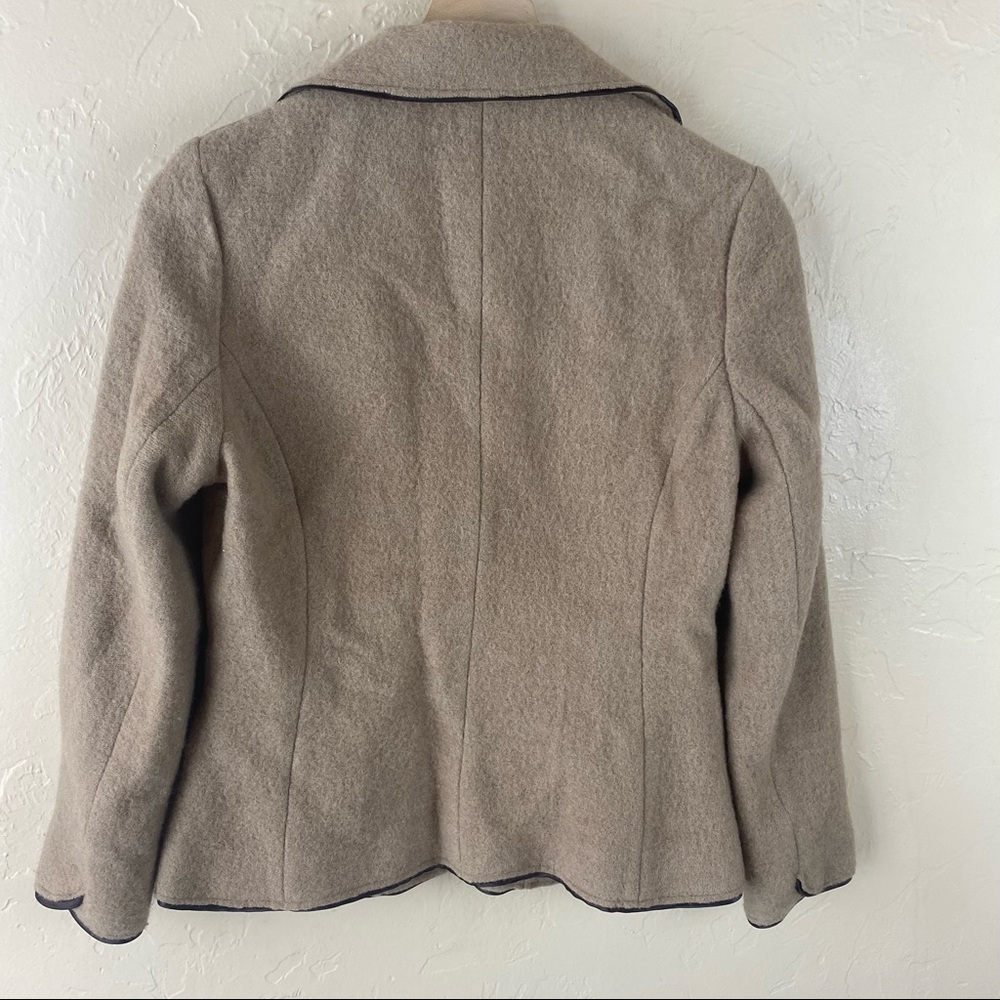 Katherine Barclay Wool Snap Front Jacket Dark Brown Piping Pockets Small - Picture 8 of 9